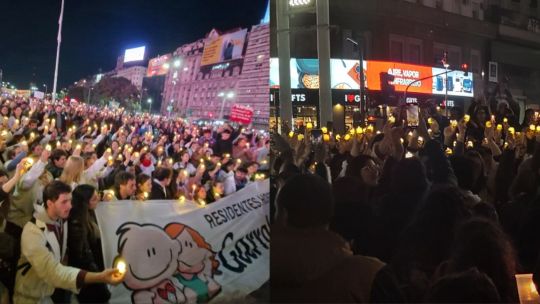 Los residentes del Garrahan marchan con velas al Obelisco a la espera de un aumento formal