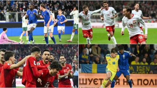 Gráfico con los escudos de las selecciones clasificadas a la final del repechaje europeo para el Mundial 2026