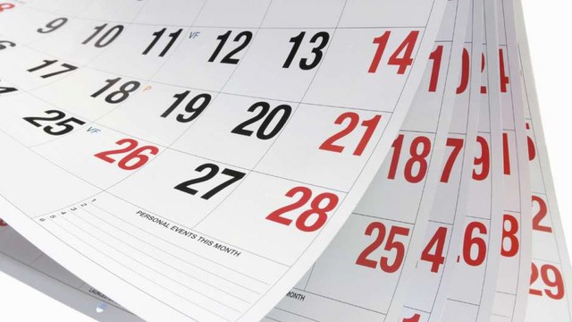 Calendario con marcas de feriados y días no laborables en Argentina