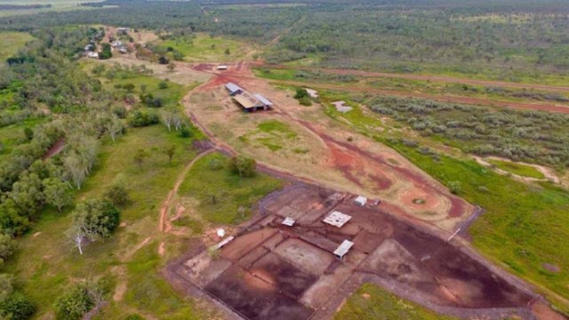 Vista aérea de la estancia ganadera Aroona en el Territorio del Norte de Australia