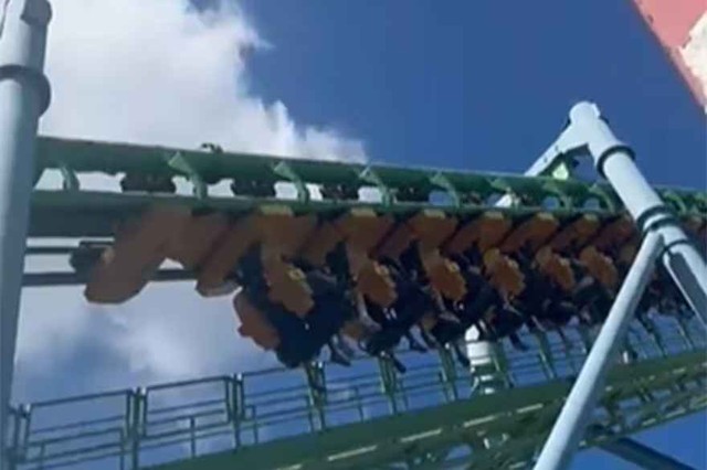Vista aérea del Parque de la Costa en Tigre, con atracciones y áreas verdes.
