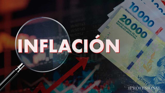 Gráfico ilustrativo de la evolución de la inflación en Argentina con símbolos de precios y un surtidor de combustible.