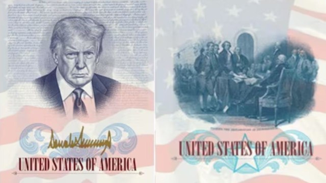 Pasaporte conmemorativo de Estados Unidos con la imagen de Donald Trump