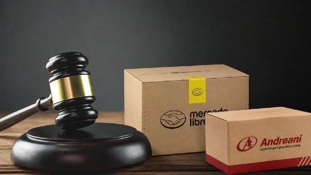 Imagen de un lavavajillas Whirlpool y logos de Mercado Libre y Andreani
