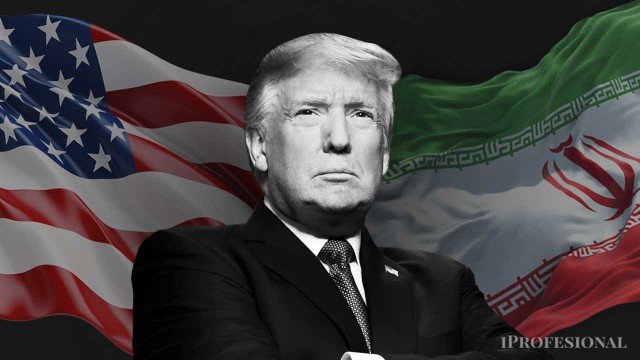 Bandera de Estados Unidos e Irán sobre fondo neutro