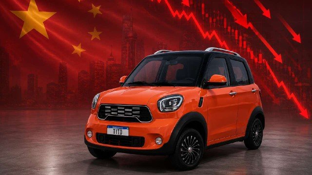 Auto eléctrico Tito de Coradir estacionado en la vía pública