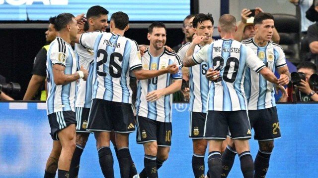 Lionel Messi celebrando su gol frente a Austria en el Mundial 2026