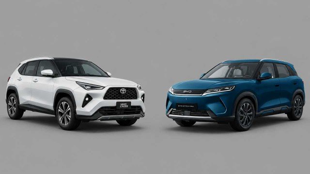 Toyota Yaris Cross y BYD Atto2 estacionados