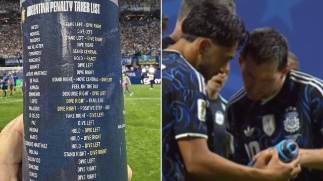 Botella de Jordan Pickford con apuntes para penales
