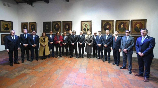 Javier Milei durante el acto por el Día de la Independencia en la Casa Histórica de Tucumán