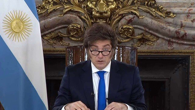 Javier Milei durante la presentación de la reforma de la carta orgánica del BCRA