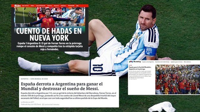 Portadas de diarios internacionales con el triunfo de España sobre Argentina en el Mundial 2026