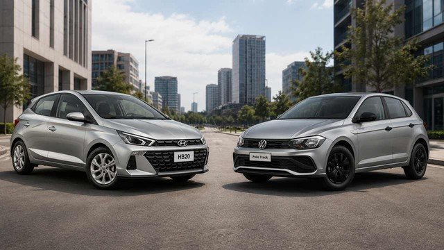 Volkswagen Polo y Hyundai HB20 estacionados uno al lado del otro