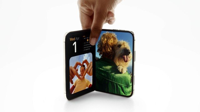 iPhone Duo, el primer celular plegable de Apple, cerrado y abierto